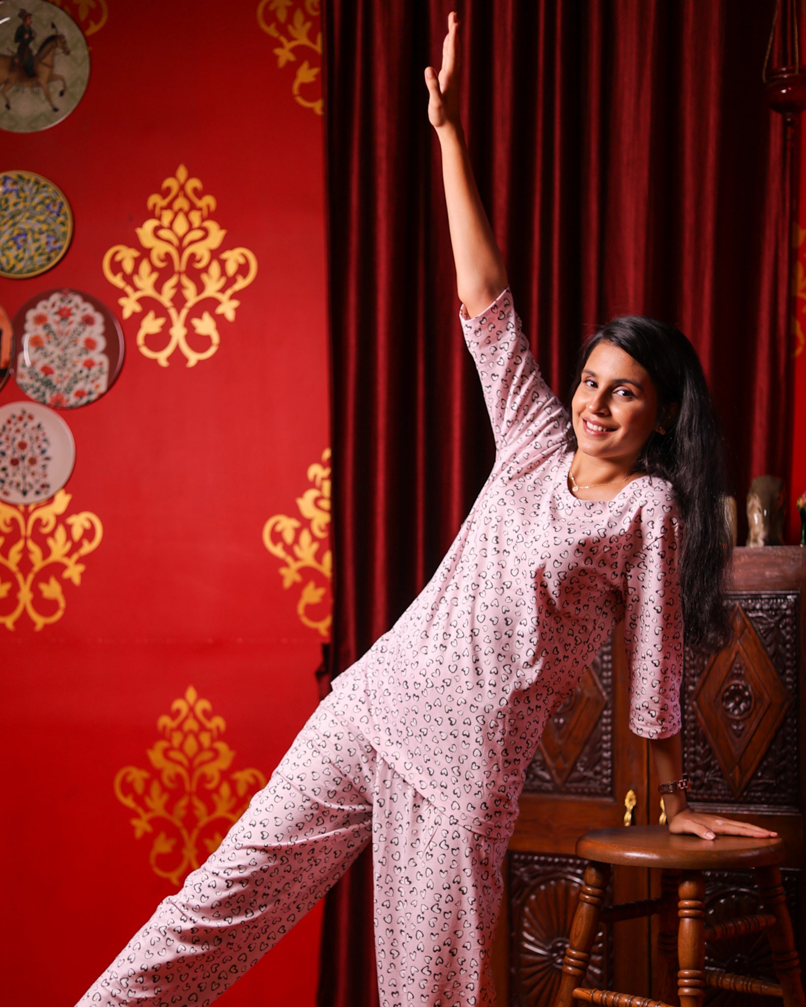 Soft Pink Small Heart Pyjama Sets (CS1v10)