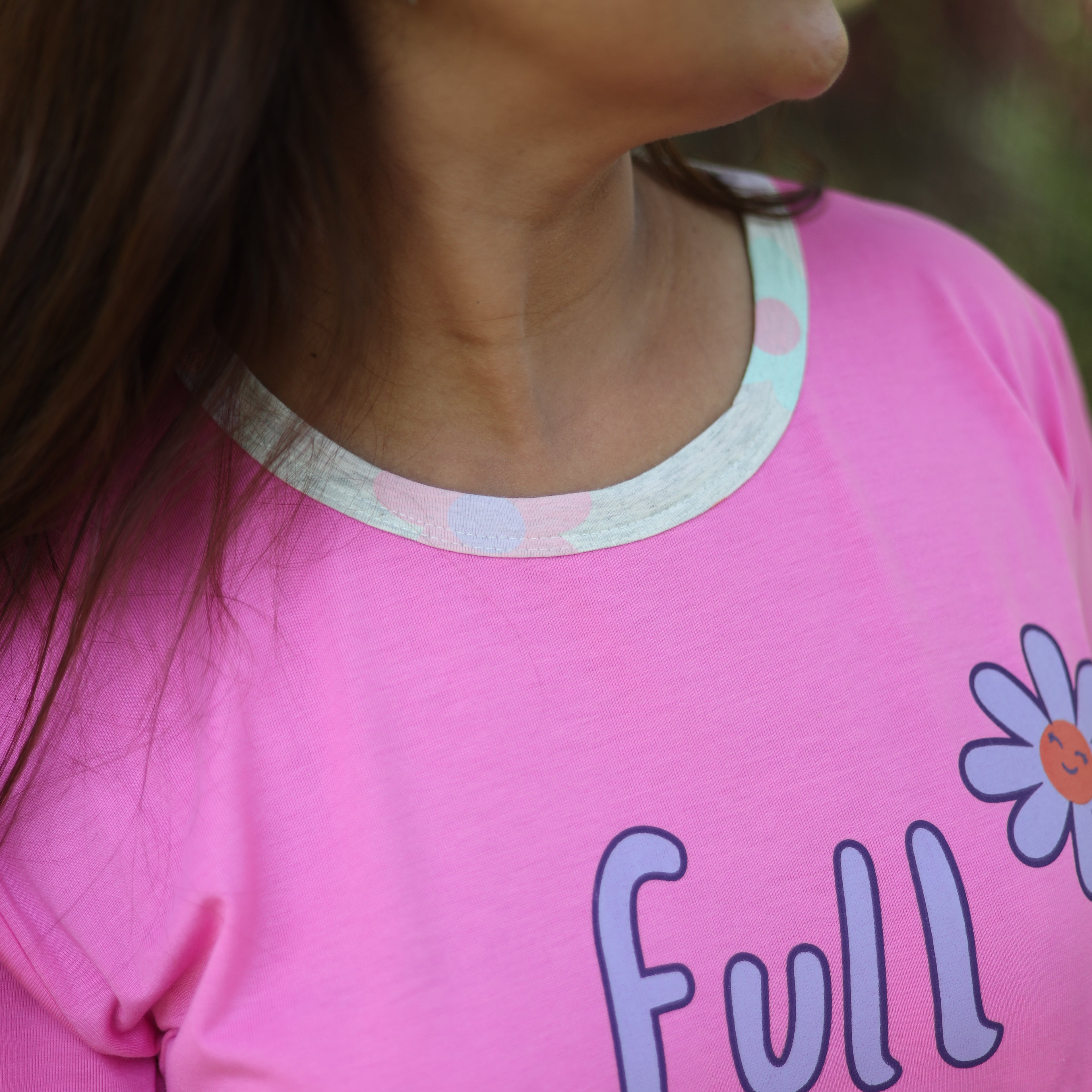 Full of Joy Pink Long T-Shirt Pajama Set (LP2v07)