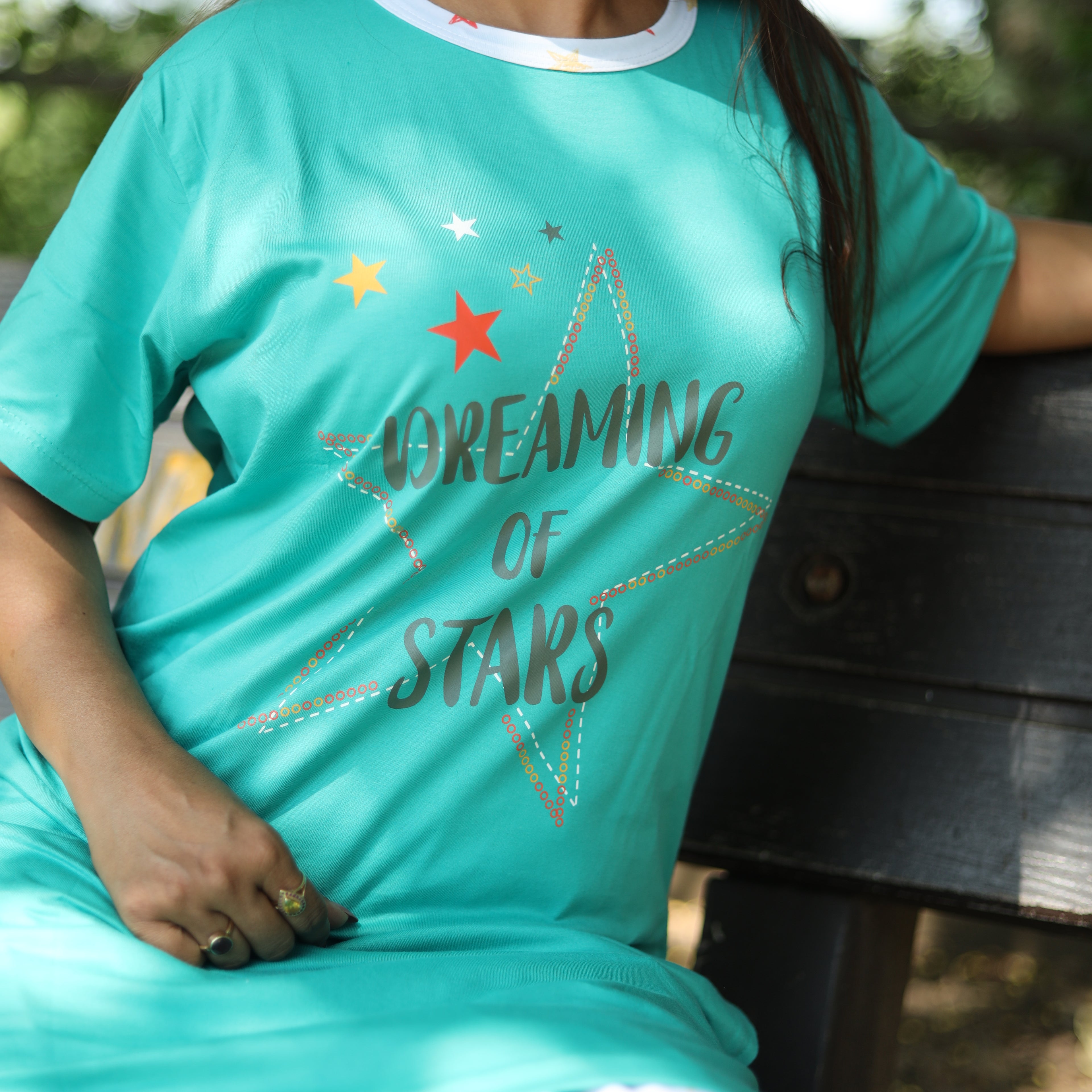 Dreaming Light Green Long T-Shirt Pajama Set (LP2v06)