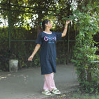 Cool Dark Blue Long T-Shirt Pajama Set (LP2v01)