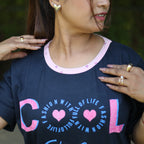 Cool Dark Blue Long T-Shirt Pajama Set (LP2v01)