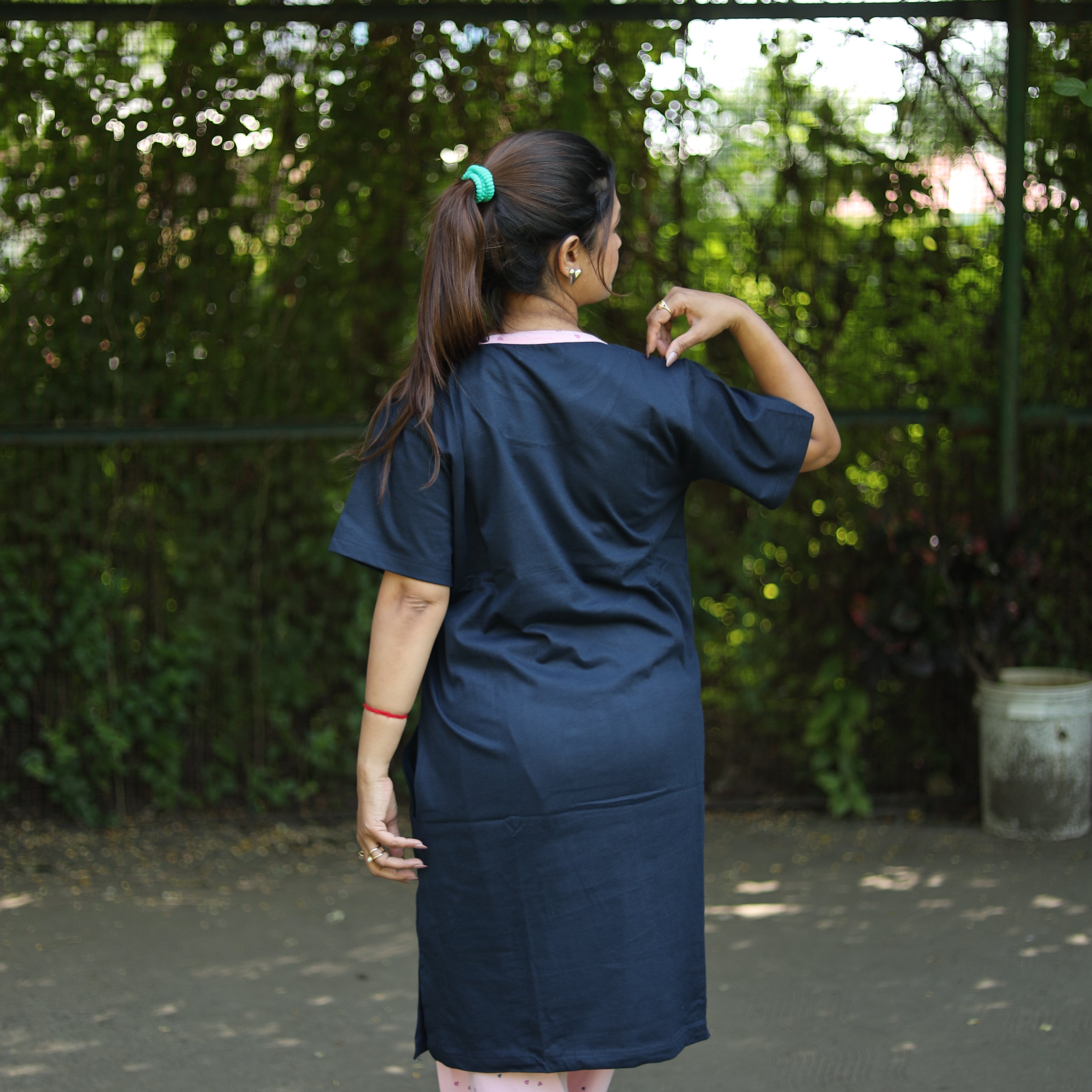 Cool Dark Blue Long T-Shirt Pajama Set (LP2v01)