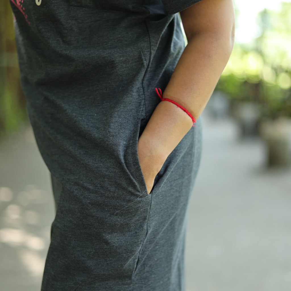 Perfect Dark Grey Long T-Shirt Pajama Set (LP2v02)