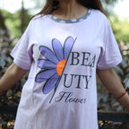 Beauty Purple Long T-Shirt Pajama Set (LP2v03)