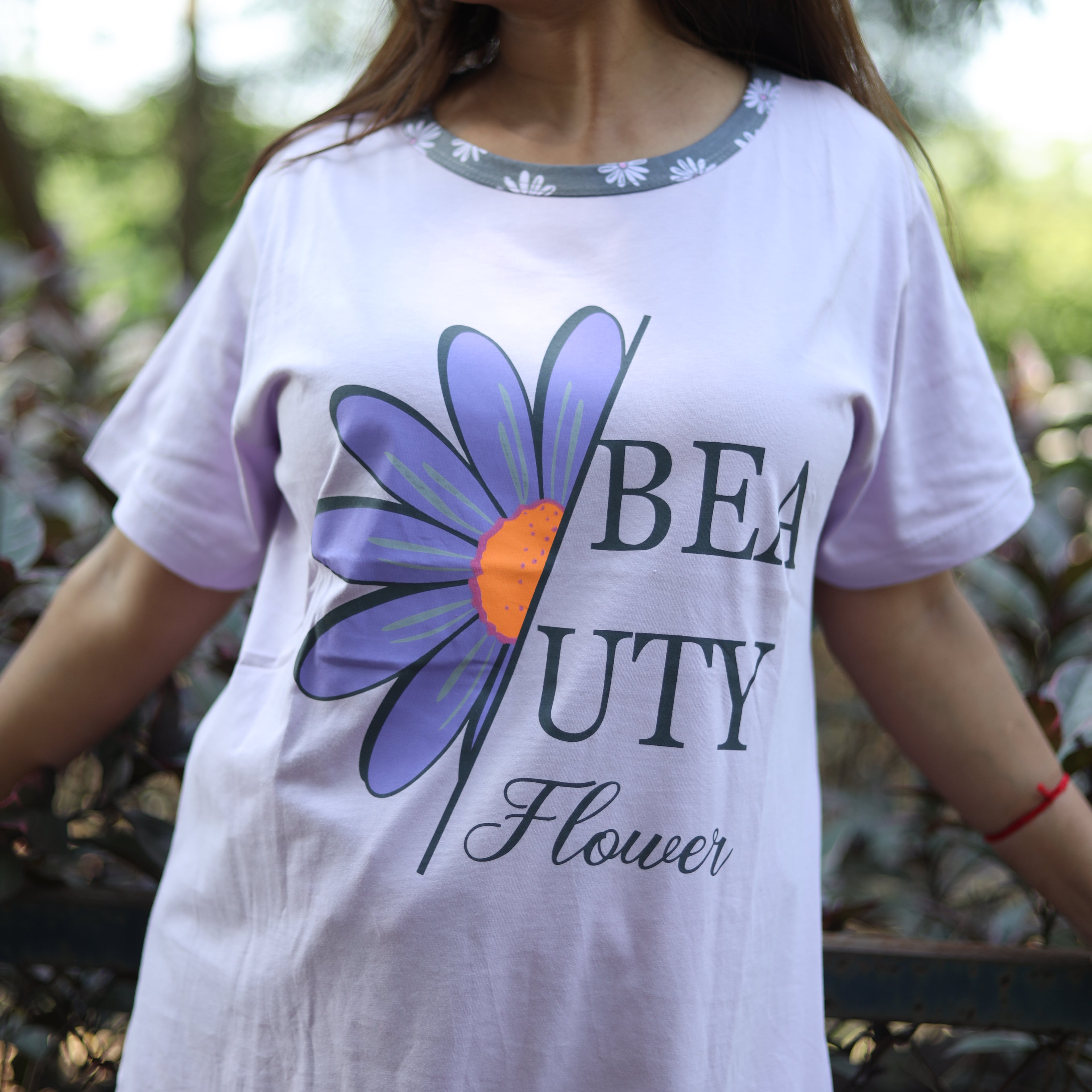 Beauty Purple Long T-Shirt Pajama Set (LP2v03)