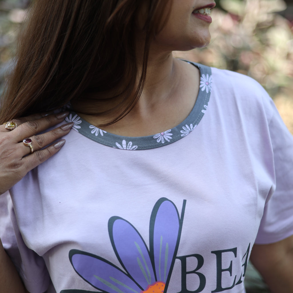 Beauty Purple Long T-Shirt Pajama Set (LP2v03)