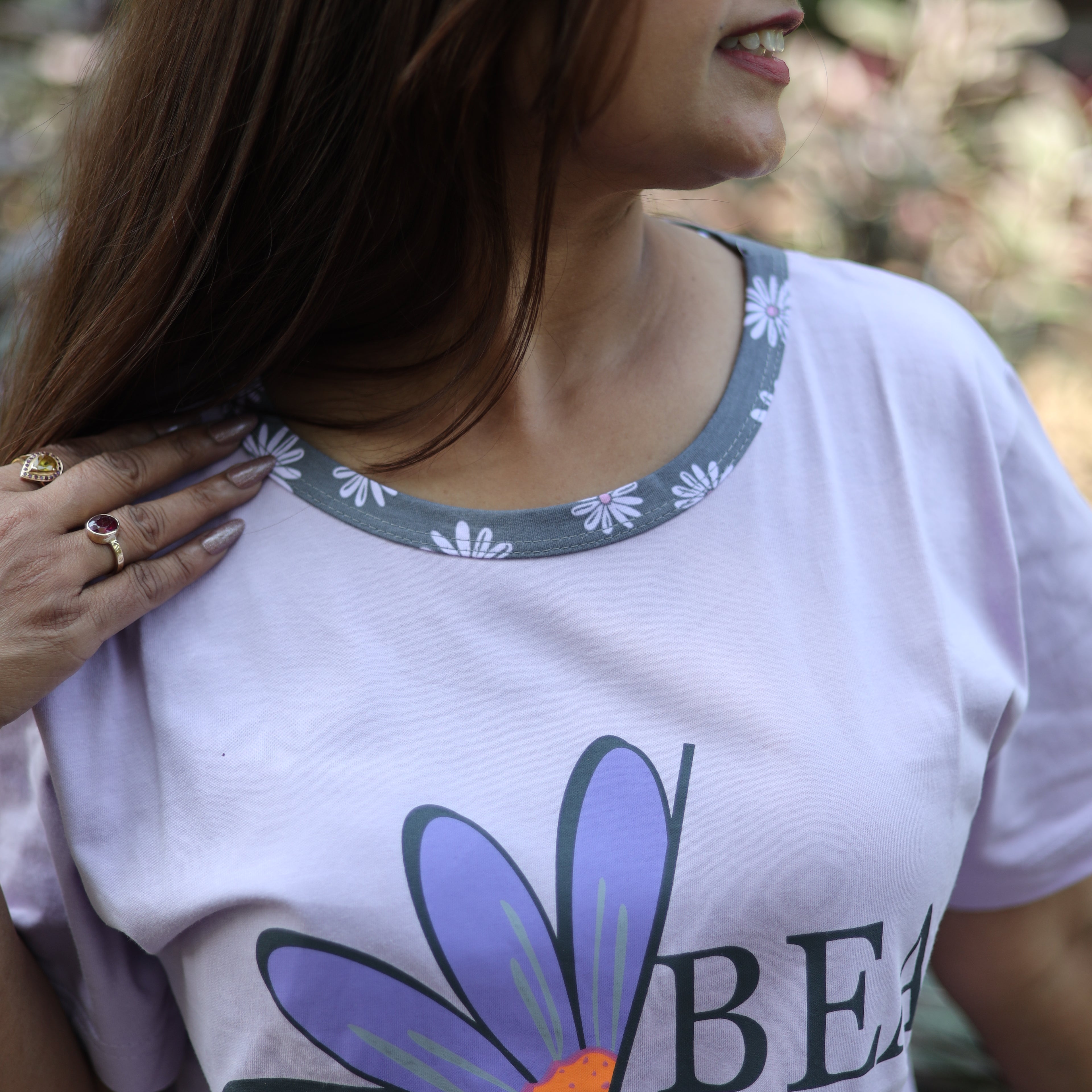 Beauty Purple Long T-Shirt Pajama Set (LP2v03)