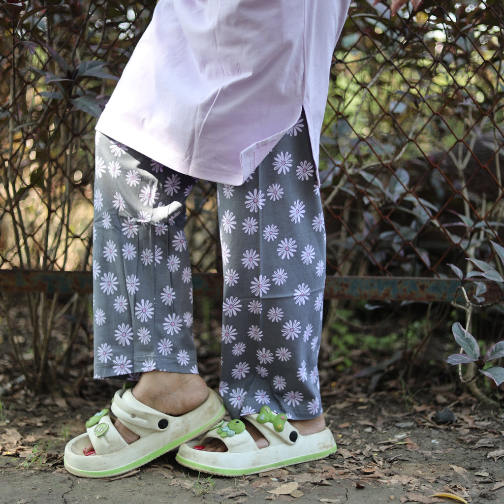 Beauty Purple Long T-Shirt Pajama Set (LP2v03)