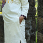 Off White Styled Long T-Shirt Pajama Set (LP3v05)