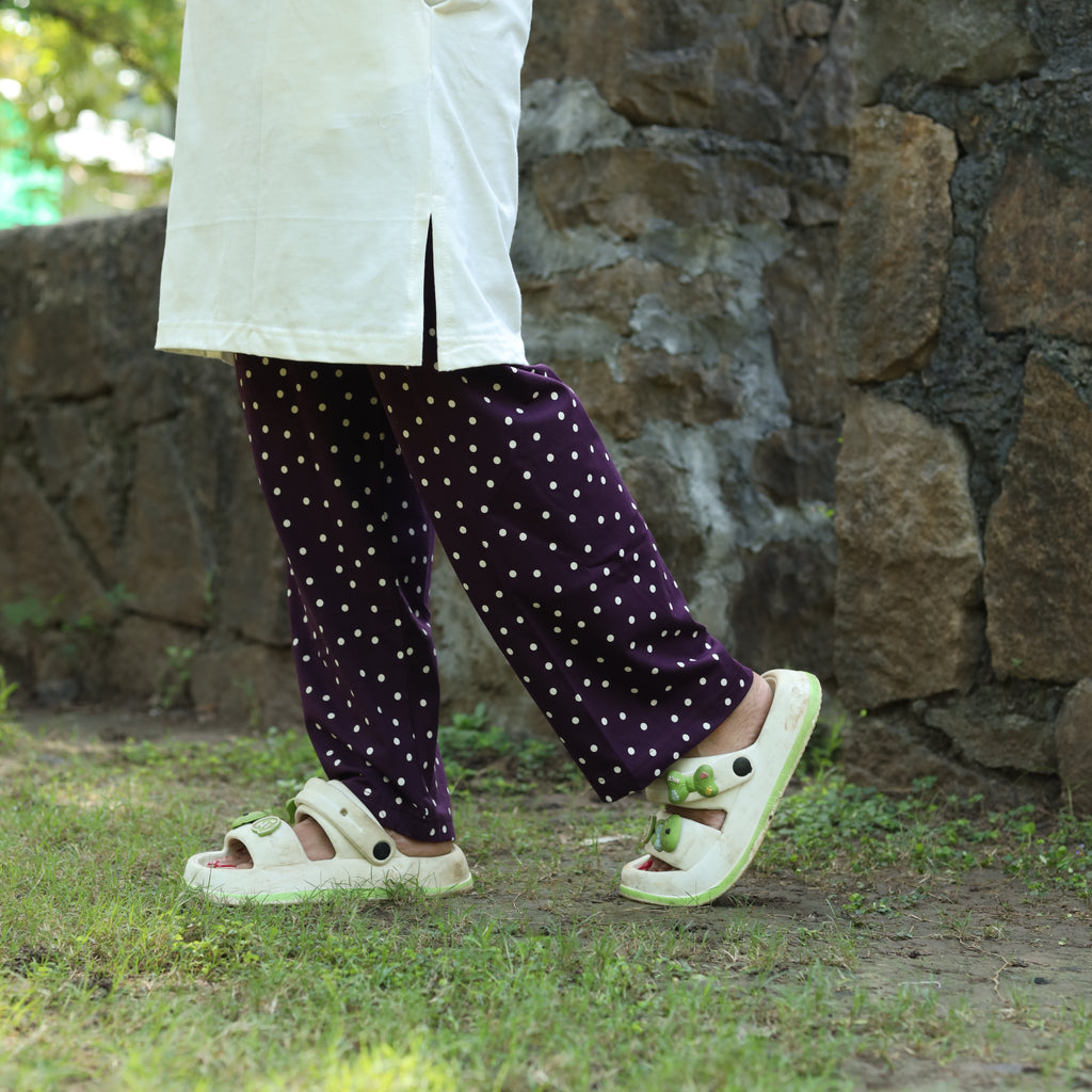 Off White Styled Long T-Shirt Pajama Set (LP3v05)