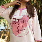 Champagne Pink Glitzy Glam Long T-Shirt Pyjama Set (LP3v10)