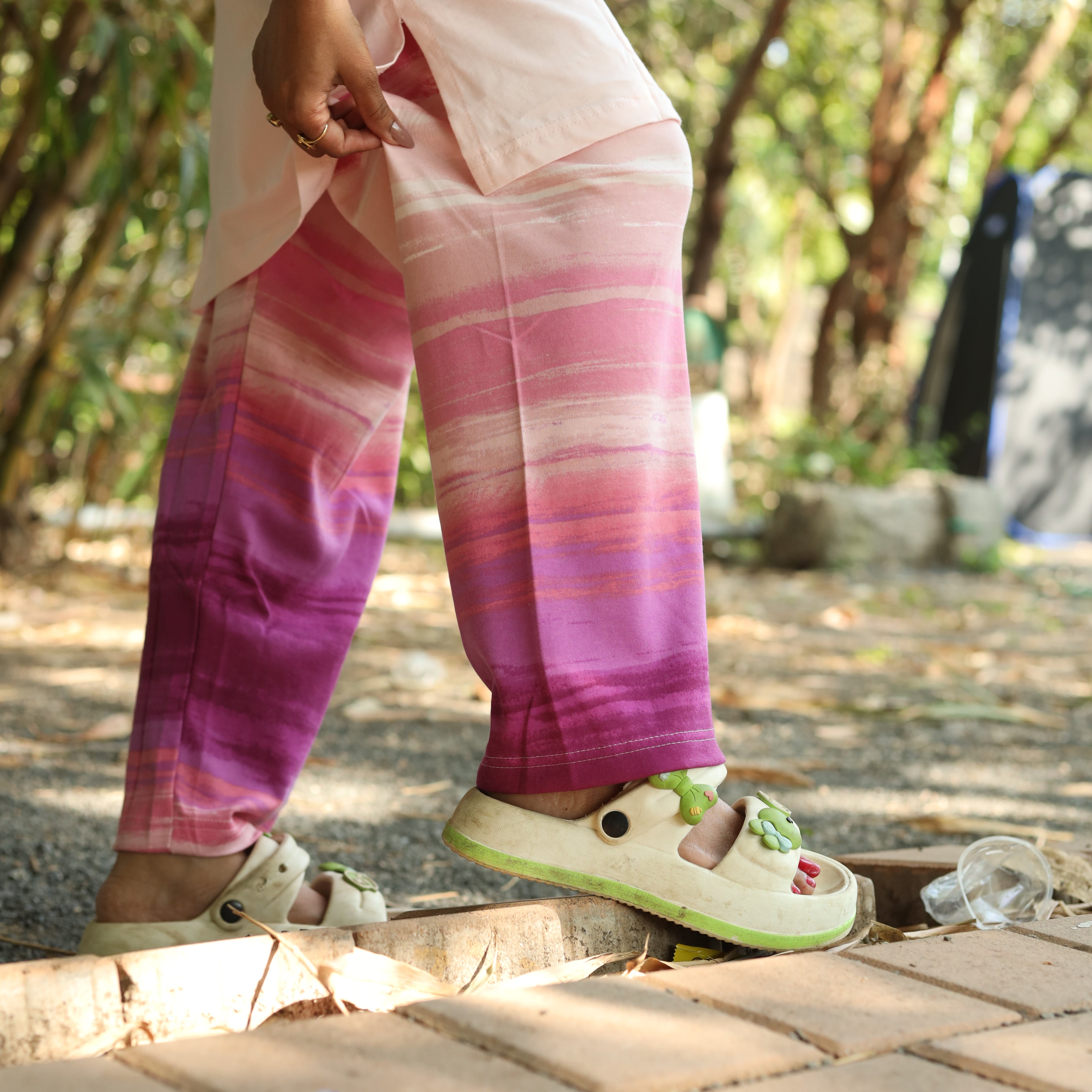 Champagne Pink Glitzy Glam Long T-Shirt Pyjama Set (LP3v10)