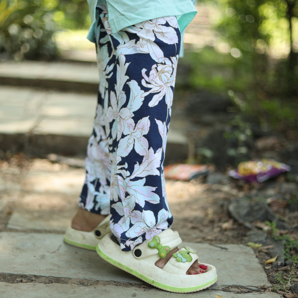 Sea Green Keep Going Long T-Shirt Pajama Set (LP3v02)