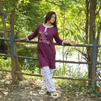 Signature Cherry Red Long T-Shirt Pyjama Set (LP3v03)
