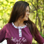 Signature Cherry Red Long T-Shirt Pyjama Set (LP3v03)