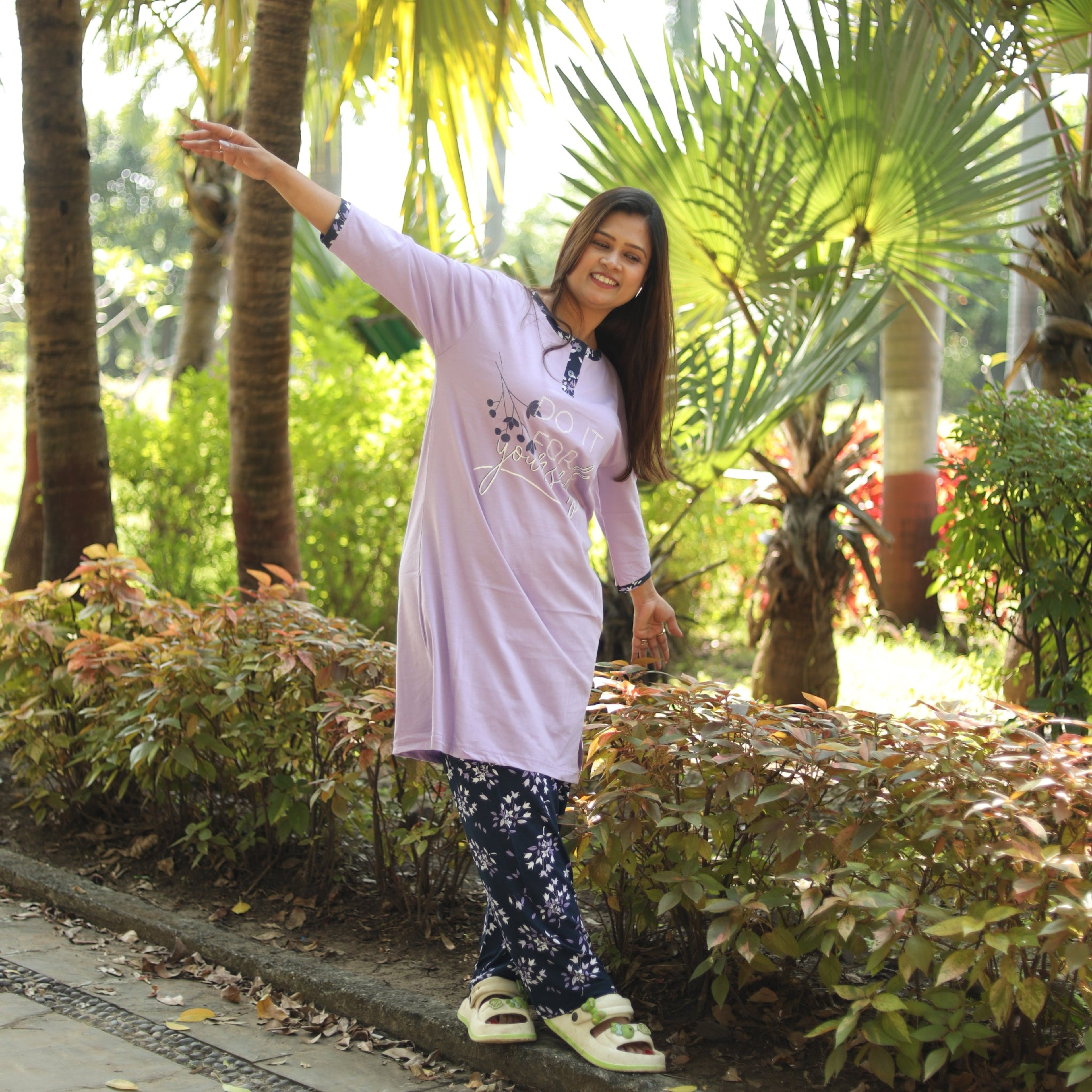 Purple Do It Long T-Shirt Pyjama Set (LP3v01)