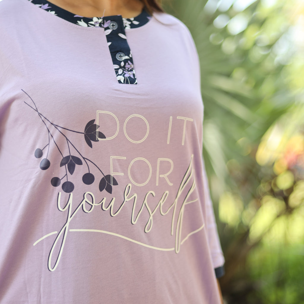 Purple Do It Long T-Shirt Pyjama Set (LP3v01)