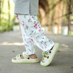 Grey Blossom Flower Long T-Shirt Pajama Set (LP3v11)