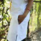 White & Black Long T-Shirt Pajama Set (LP2v08)