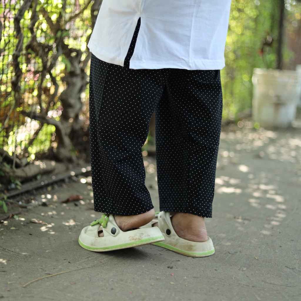 White & Black Long T-Shirt Pajama Set (LP2v08)