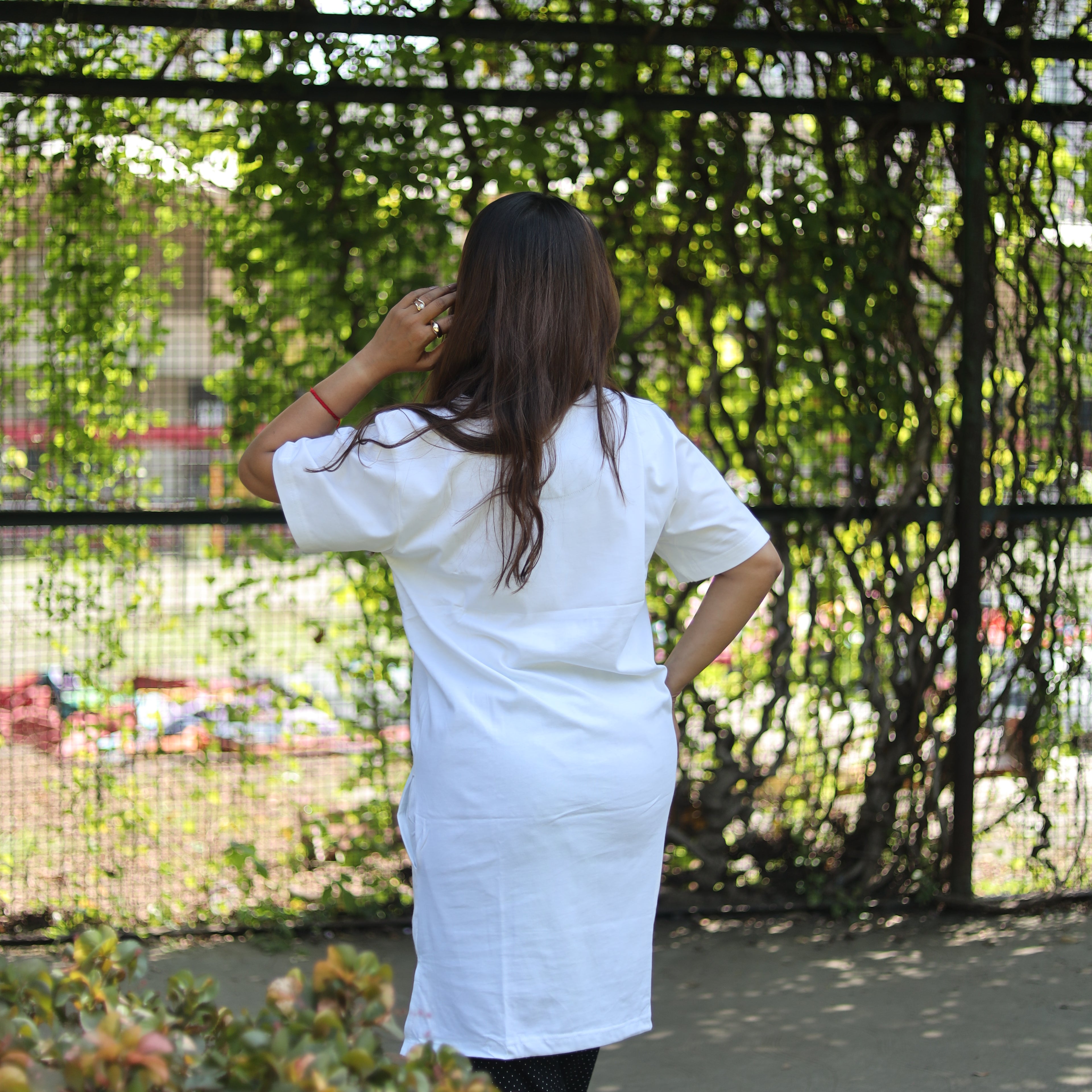 White & Black Long T-Shirt Pajama Set (LP2v08)