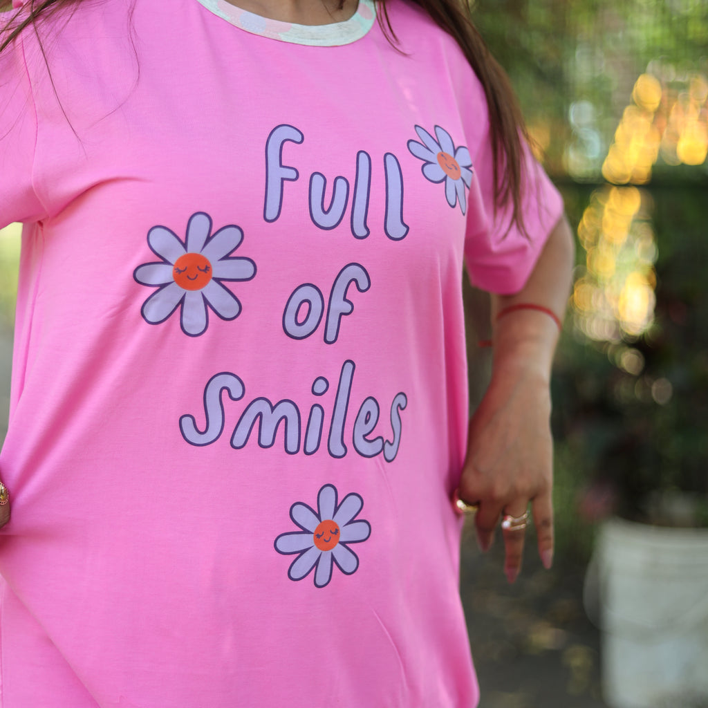 Full of Joy Pink Long T-Shirt Pajama Set (LP2v07)