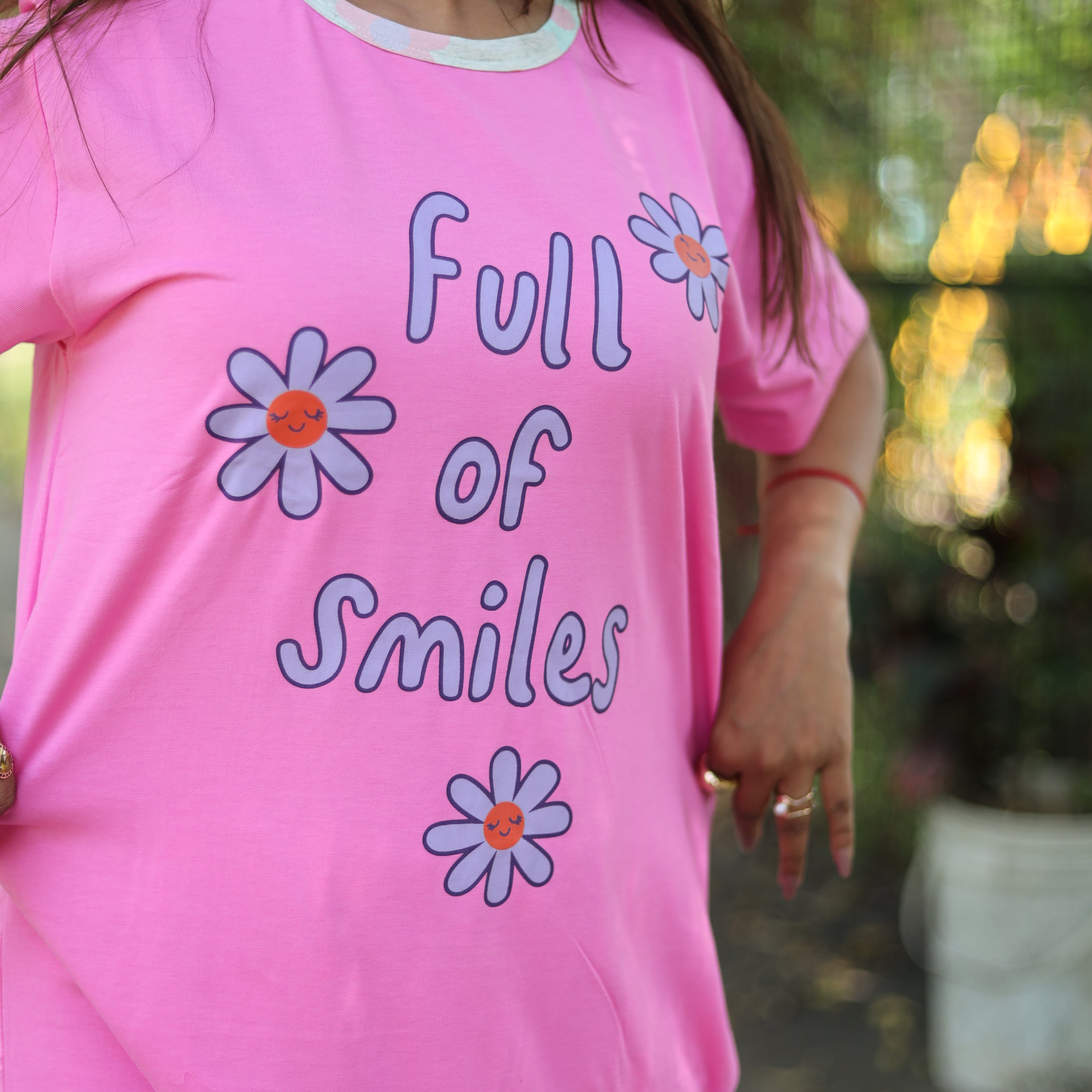 Full of Joy Pink Long T-Shirt Pajama Set (LP2v07)