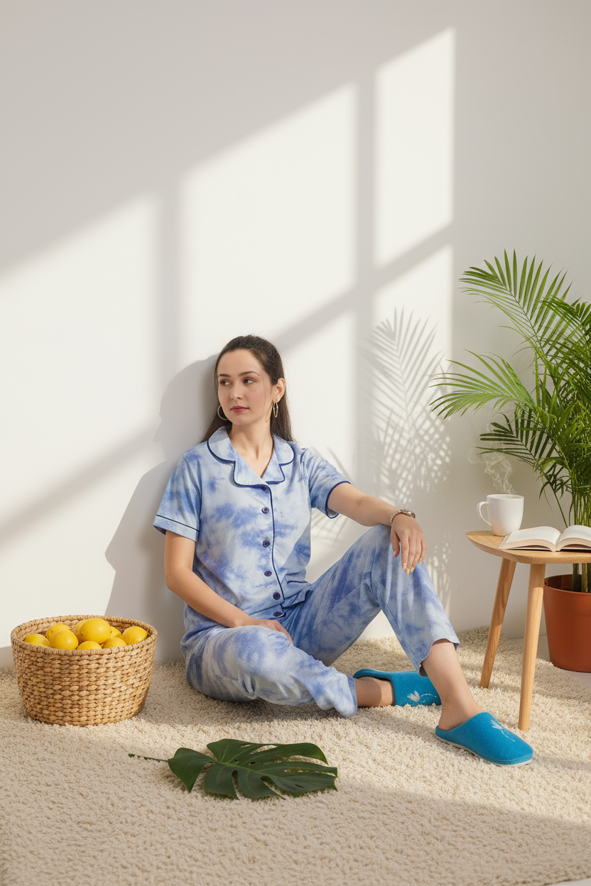 Denim Blue Night-Suit - Lifestyle Banner 1