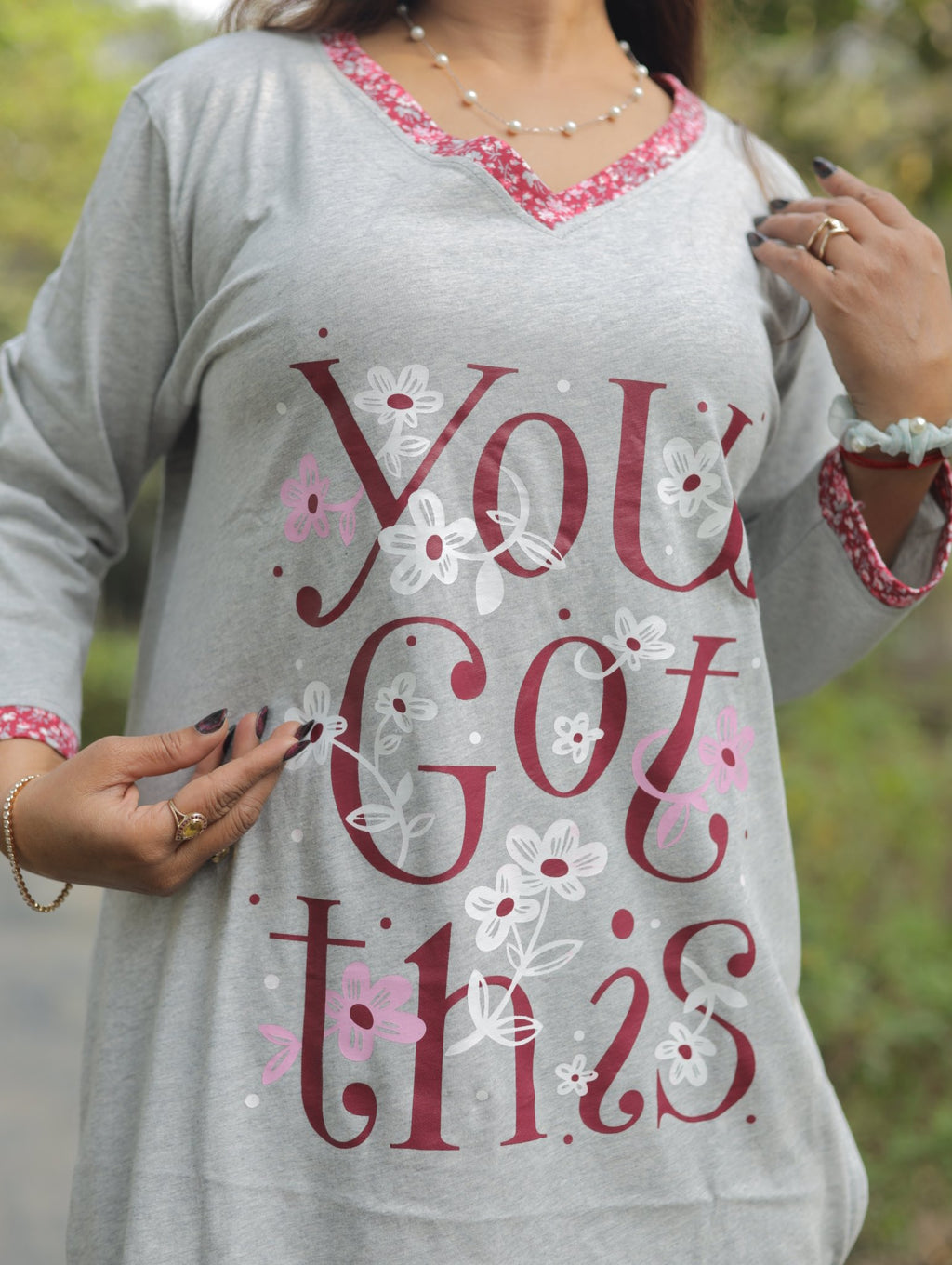 Elite Grey You Got This Long T-shit Pyjama Set (Lp04v04)