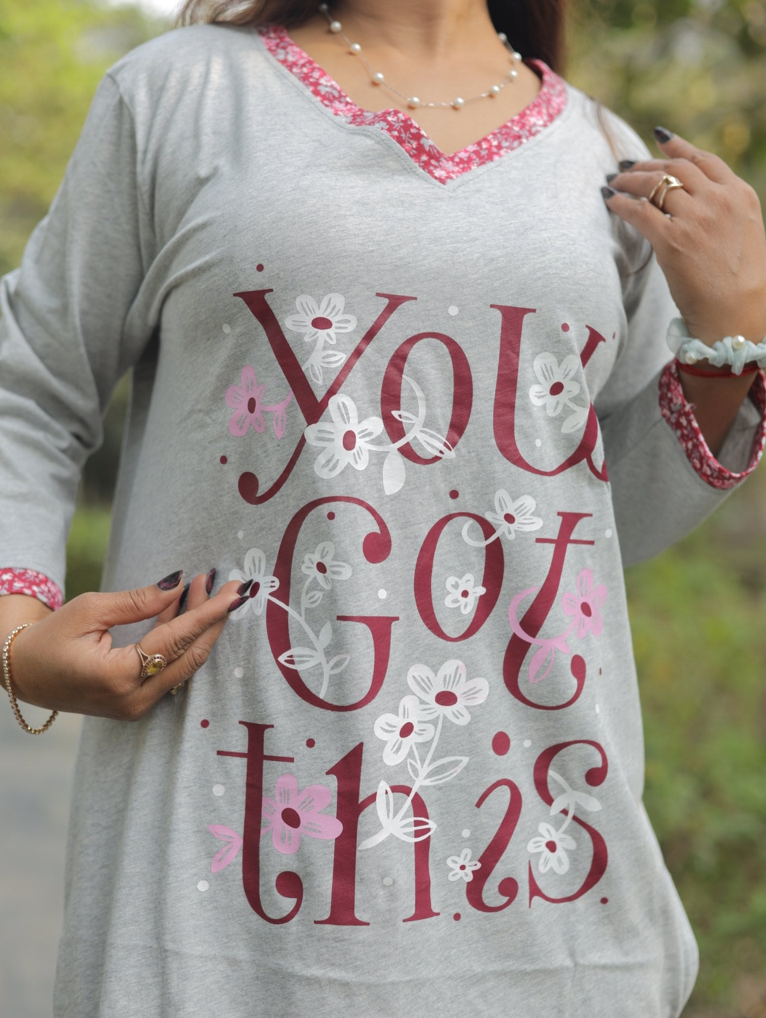 Elite Grey You Got This Long T-shit Pyjama Set (Lp04v04)