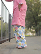 Pink Flower Long T-shirt Pyjama Set (LP04v06)