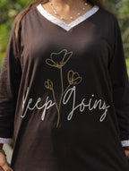 Elite Black "Keep Going" Long T-shirt Pyjama Set (Lp04v10)