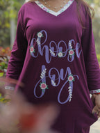Maroon Choose-Joy T-shirt Pyjama Set (LP04v05)