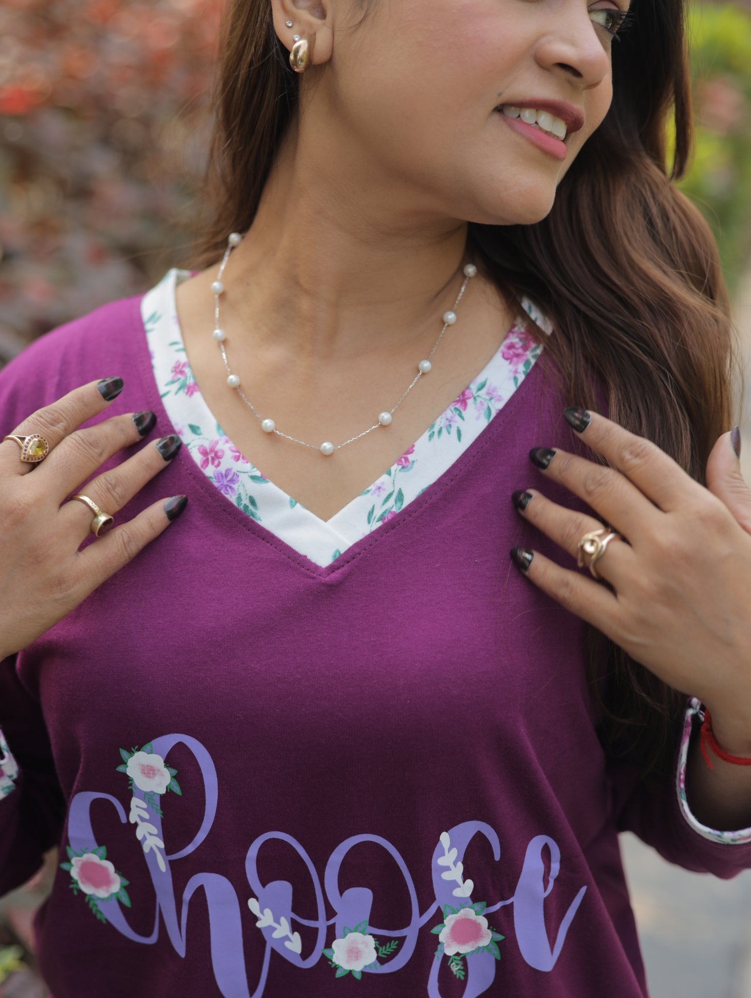 Maroon Choose-Joy T-shirt Pyjama Set (LP04v05)