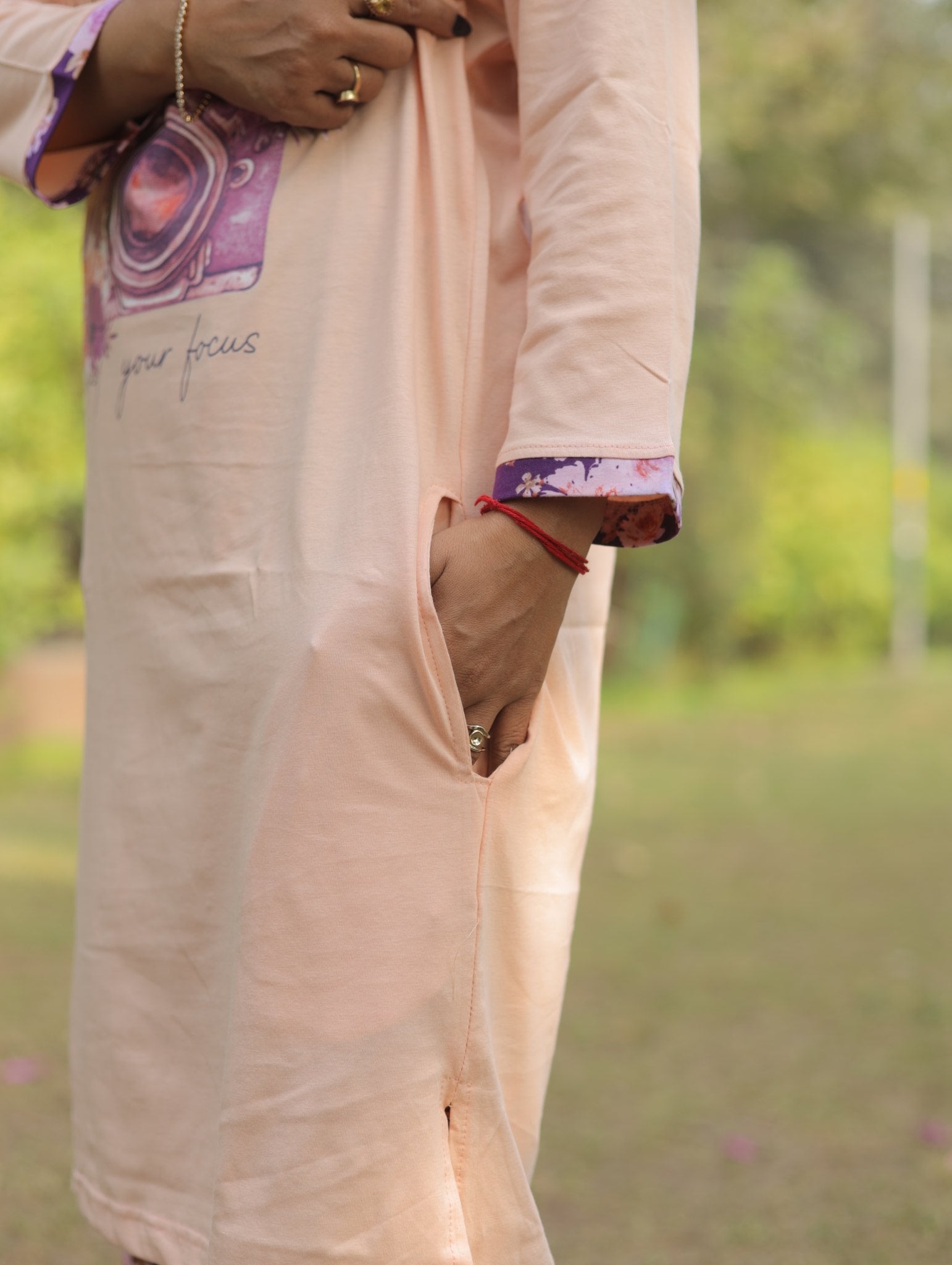 Peach "Your Focus" Long T-shirt Pyjama Set (Lp04v01)