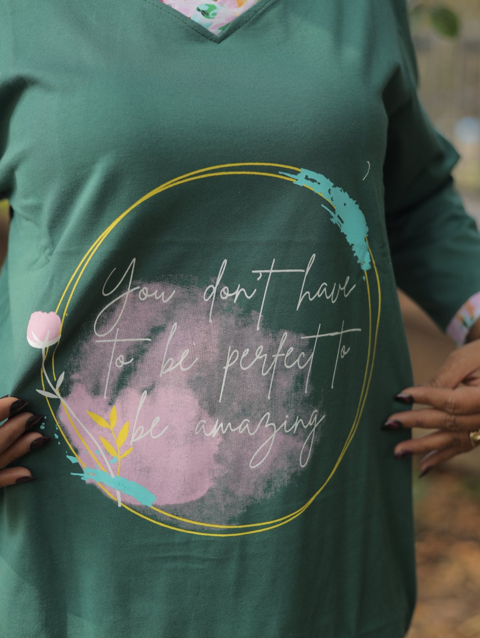 Green You Don't Have Long T-shirt Pyjama Set (Lp04v08)