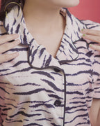 Tiger Print Button Down Night-Suit Set (MTF2v03)