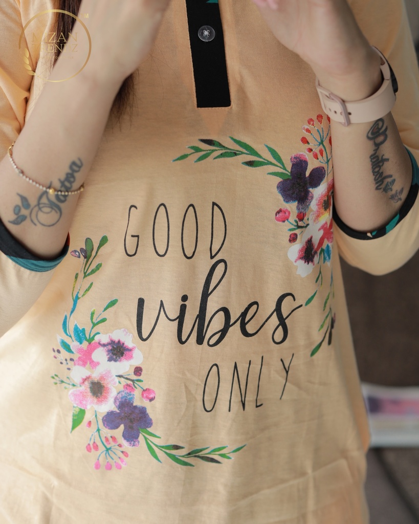 Good Vibes Yellow Long Polo Pajama (MTPS1v12)