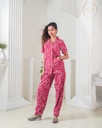 Floral Maroon Print - Front Open PJ Set