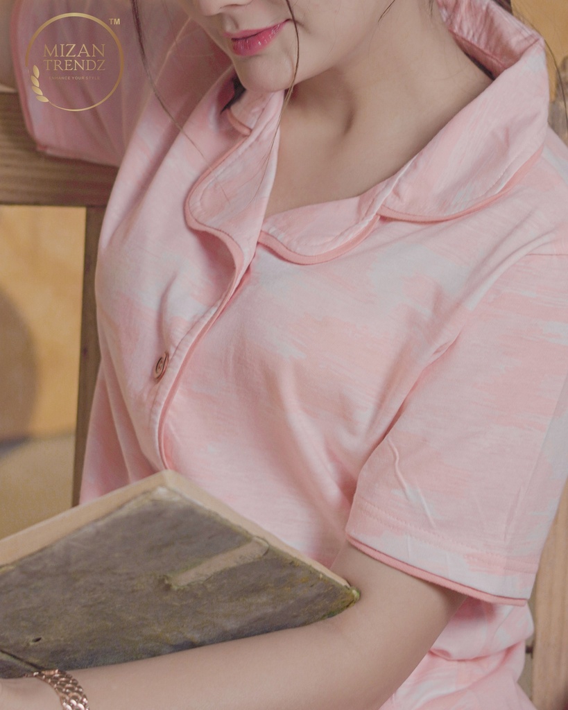 Peach Houndstooth Print Pajama set (MTP2v04)