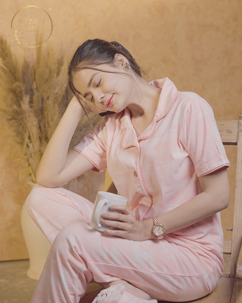 Peach Houndstooth Print Pajama set (MTP2v04)