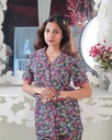 Multi-Color Floral Print - Front Open PJ Set (MTFBv102) 