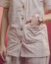 Peach-White Tartans Design Pajama Set (MTF2v08)  