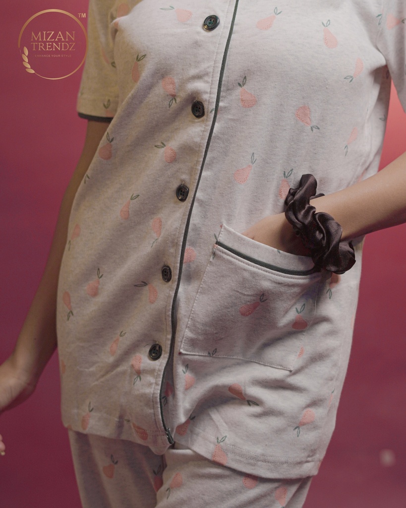 Cadet Gray Pear Fruit design - Pajama Set (MTF2v12)