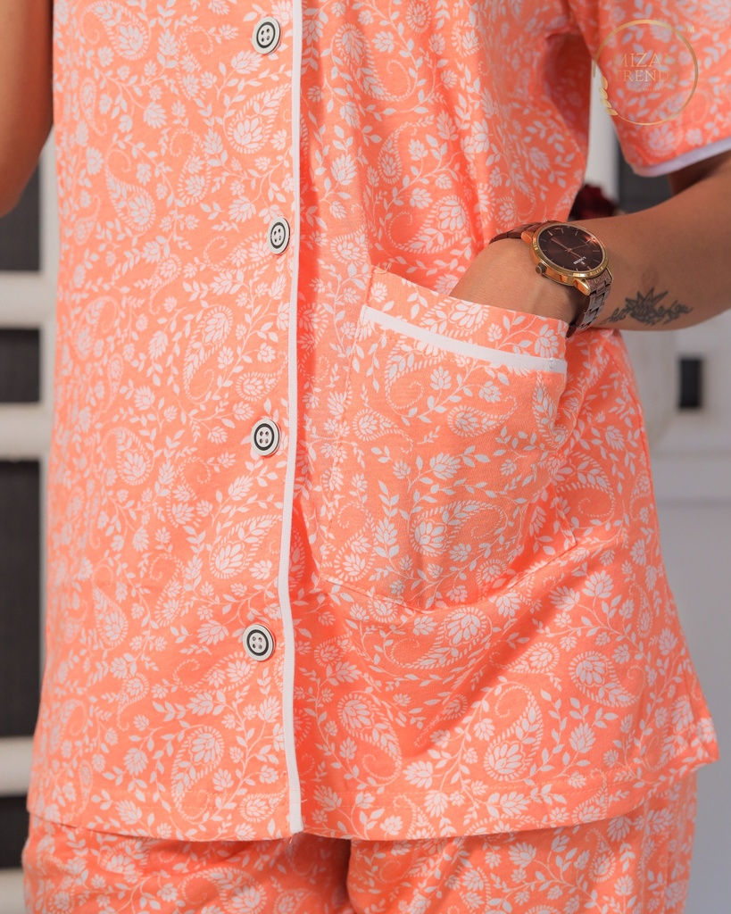 Paisley Floral - Front Open PJ Set (MTFBv01003) 