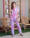 Floral Purple-Mix Print - Front Open PJ Set (MTFB1v04) 
