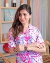 Floral Purple-Mix Print - Front Open PJ Set (MTFB1v04) 