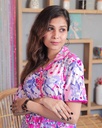 Floral Purple-Mix Print - Front Open PJ Set (MTFB1v04) 