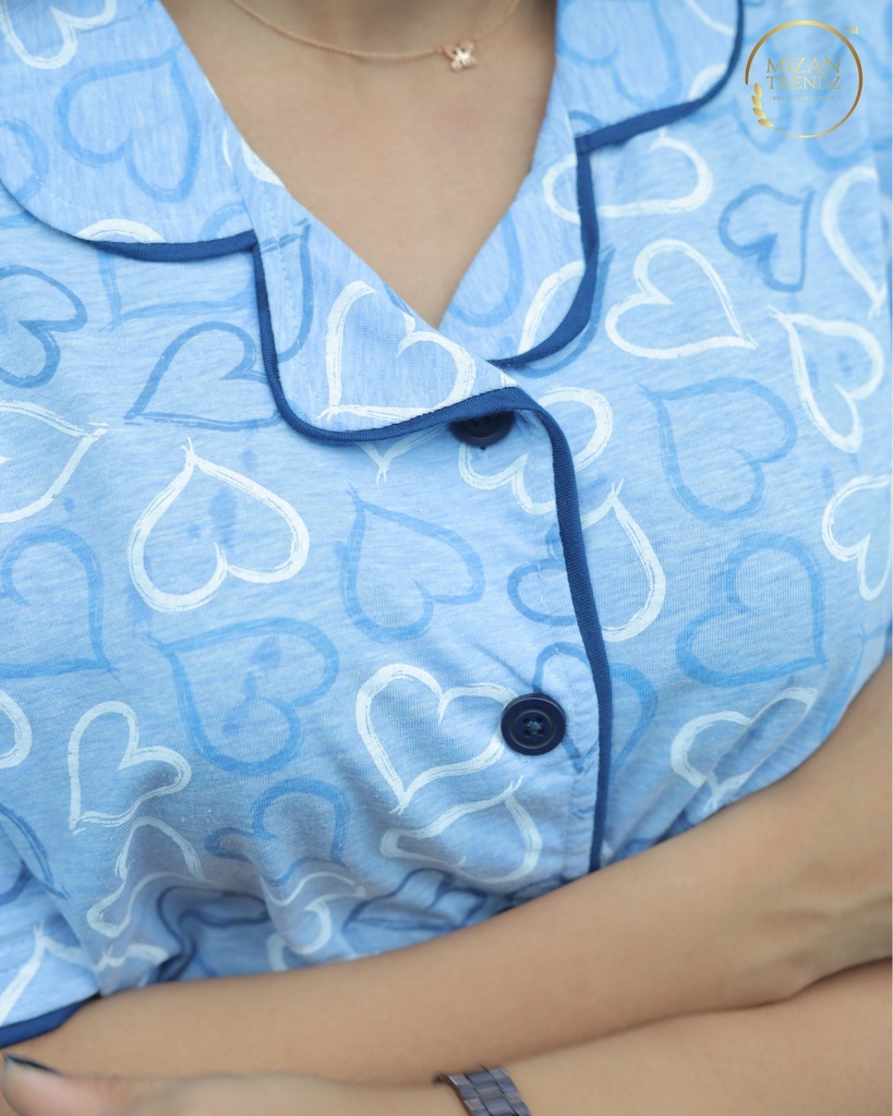 Heart Design Print - Front Open Pajama (MTFB1v11)