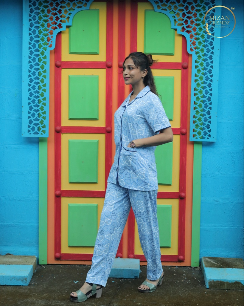 Heart Design Print - Front Open Pajama (MTFB1v11)